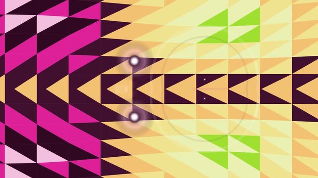 Vibrant Geometric Pattern Footage Video Background with Triangular Shapes in Pink, Yellow, and Green Colors