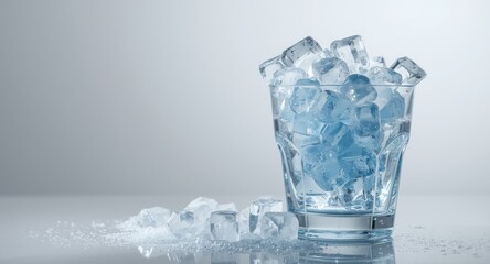 Obraz premium A glass container brimming with tiny ice cubes for cooling beverages