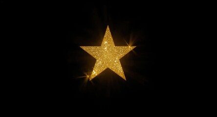 Fototapeta premium Bright gold star shining vividly with glittering highlights