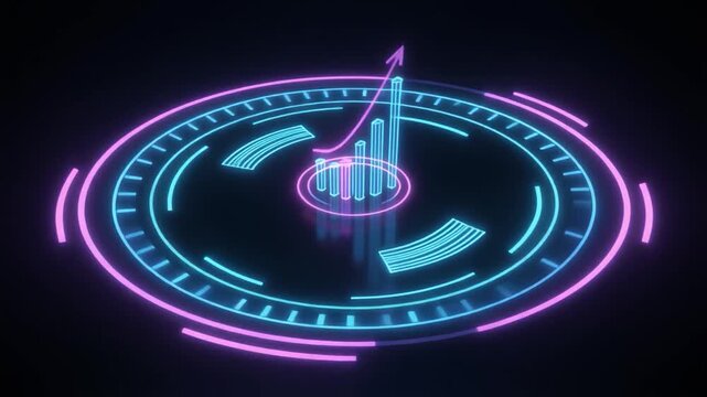 Abstract holographic AI analytics control glowing rotating charts neon lines futuristic cinematic surreal ethereal ambience cascading softly glowing abstract unique style