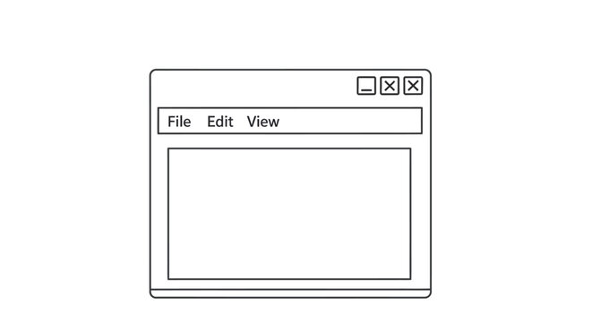 Simple window illustration with title bar menu and empty content area