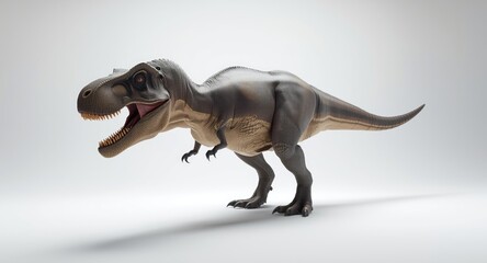 Fototapeta premium Clean white background featuring machine intelligence created Tyrannosaurus hologram