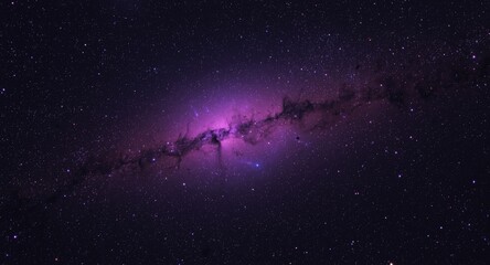 Fototapeta premium Bright purple nebula with detailed space dust and star background