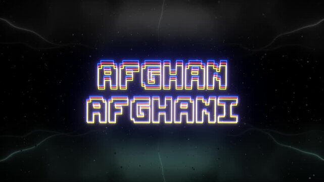 Afghan Afghani Neon text with retro background