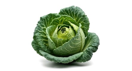 Fototapeta premium Cabbage with rich green foliage isolated on a pure white background
