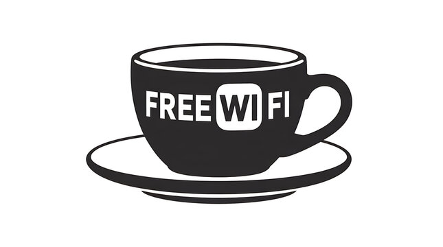 Free wifi coffee cup icon isolated on white background internet concept
