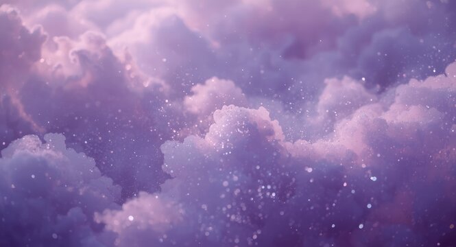 Dreamlike purple hues in cloud background with glitter accents
