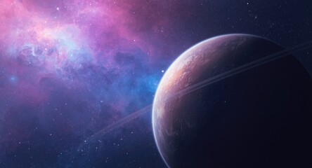 Fototapeta premium Brilliant galactic haze close to a mythical planetary sphere