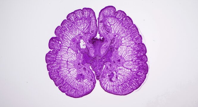 Histological hippocampus section colored with cresyl violet stain