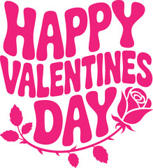 Happy valentines day banner with a rose flower vector illustration