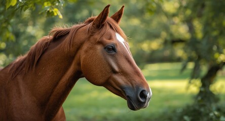 Obraz premium Detailed horse head portrait before equestrian therapy session