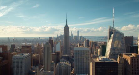 handcrafted artistic city skyline with high rise buildings background