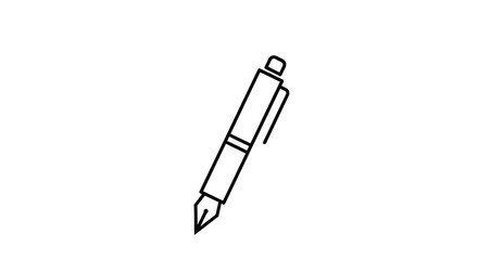 Fototapeta premium Simple line drawing of a fountain pen isolated against a white background