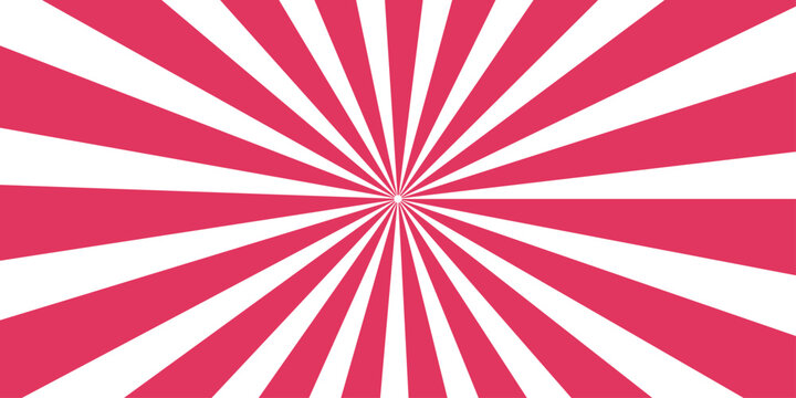 A vintage red sunburst illustration with grunge texture and retro rays serves as a bold design backdrop