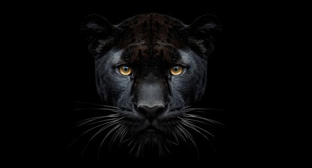 Black background with a detailed panther face showing sharp features