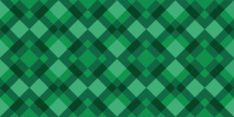 A seamless classic green plaid pattern with intersecting diagonal lines for textile design.
