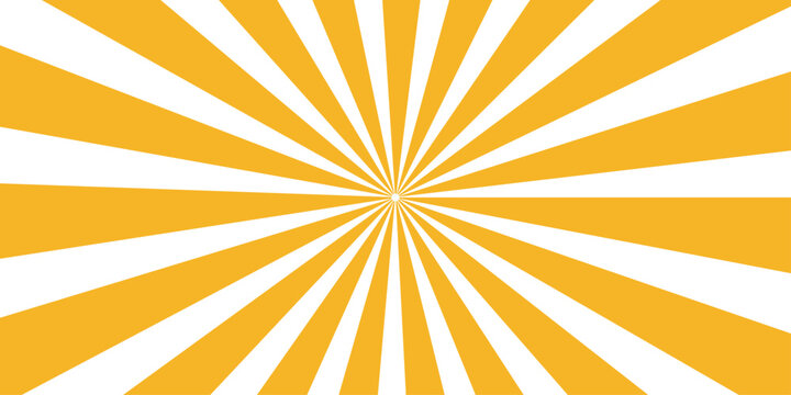 A bright orange sunburst vector pattern with retro rays design creates a hot and sunny abstract wallpaper illustration
