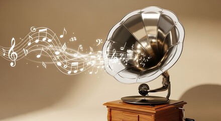 Retro Music Player With Floating Notes Concept