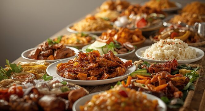 Filipino Boodle Fight Food Spread Capturing Communal Spirit
