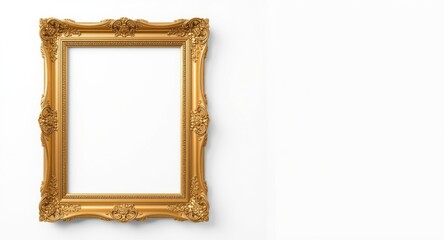 Elegant pair of gold photo frames featured on a crisp white background