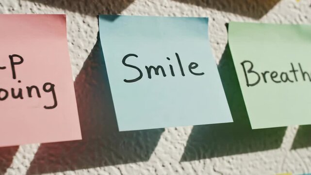 Motivational sticky notes with positive affirmations for encouragement and inspiration.