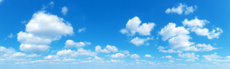 Panorama Blue sky and white clouds. Bfluffy cloud in the blue sky background
