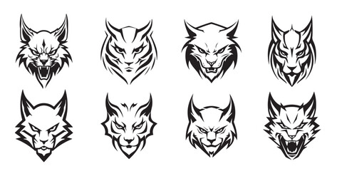 hand drawn lynx head retro realistic animal isolated