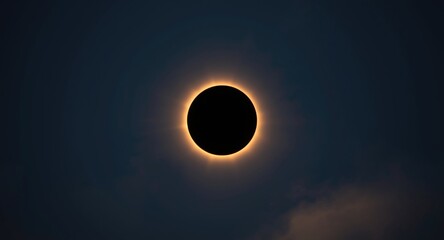 Obraz premium A perfect alignment of the sun and moon causing a full eclipse