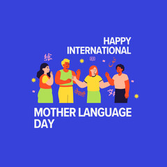 International Mother Language Day. 21st February Language Day post shows diverse group of people representing different cultures along with greetings in various languages like Hello, Bonjour and Ciao © ankit