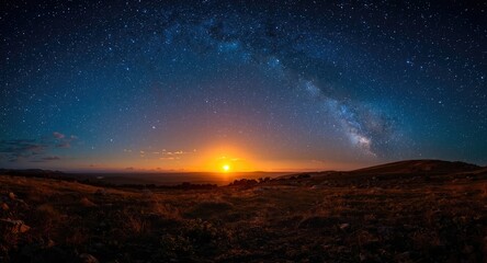 Fototapeta premium enchanting sunset panorama under a blanket of stars