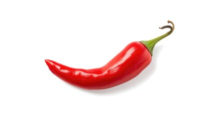 Glossy red chili pod photographed on a spotless white background