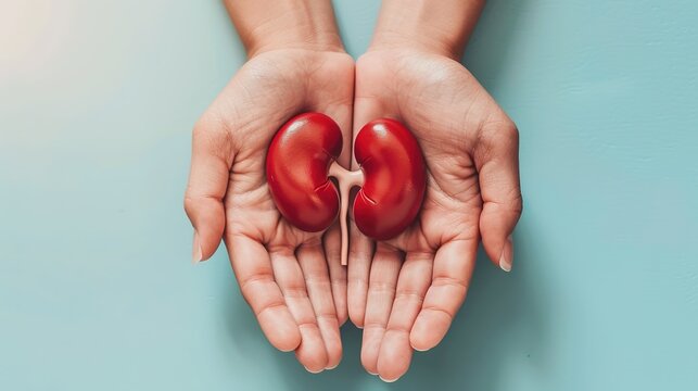 Hands holding human kidneys