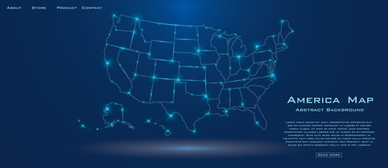 USA Map Infographic with Connected Data Nodes and Analytics