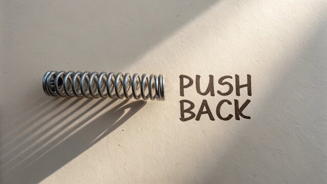 Spring and Message on Paper for Push Back Concept in Business
