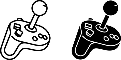 Black and white game controllers with joystick and buttons gamepad © MstJannatul
