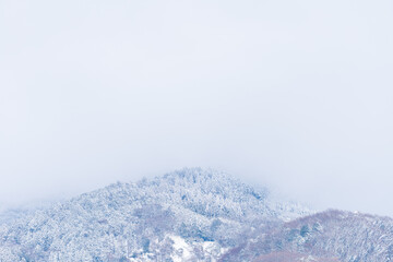Snow-Covered Mount Hiei Summit in Winter, Kyoto, Japan