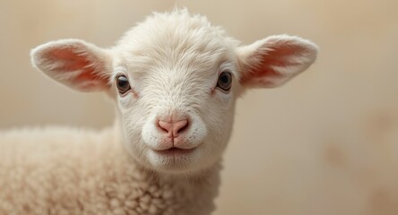 Obraz premium Innocent newborn lamb featured in detailed and warm close up