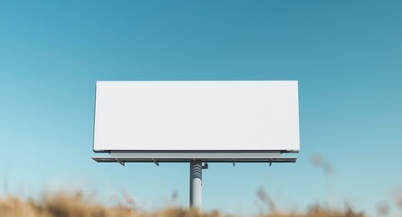 Obraz premium Empty billboard against a clear blue sky with ample copy space