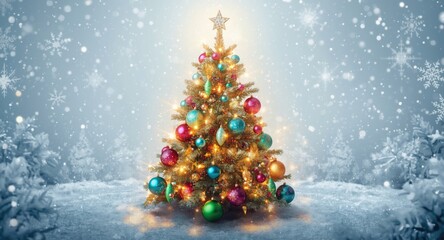 Obraz premium Holiday celebration greeting card illustration with festive seasonal motifs