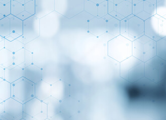 Abstract blurred medical background in blue and white tones, healthcare and science concept