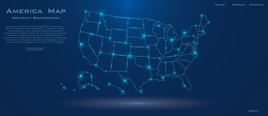 Abstract America Map with Digital Technology Network