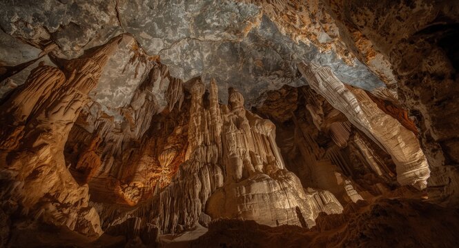 Grand subterranean cave with diverse speleothems and expansive natural interiors