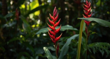 Bright crimson jungle flame flowers adding color to a garden space
