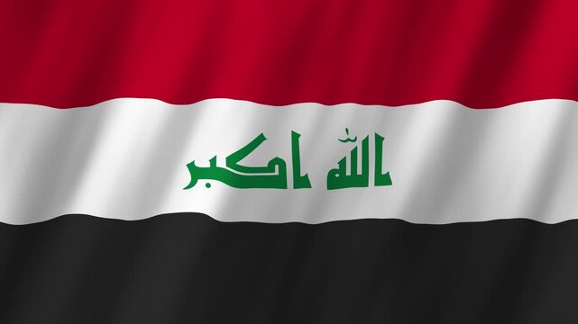 Iraq Flag Waving on Wind, Realistic 4K Background Animation