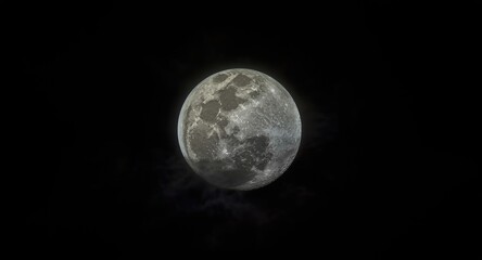 Fototapeta premium Full moon close view capturing craters and night atmosphere