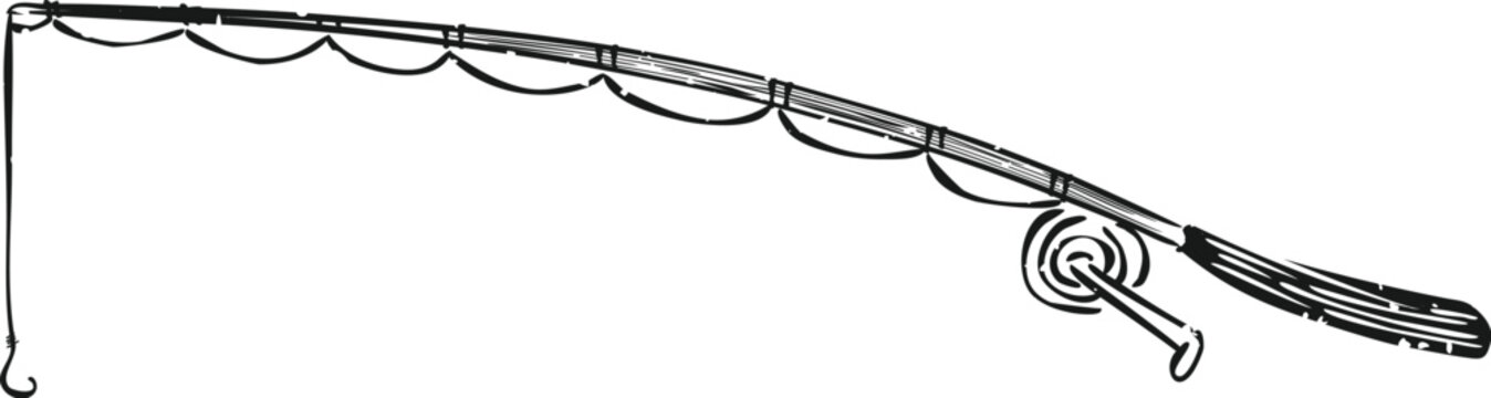 Detailed fishing pole with spinning reel isolated on white vector