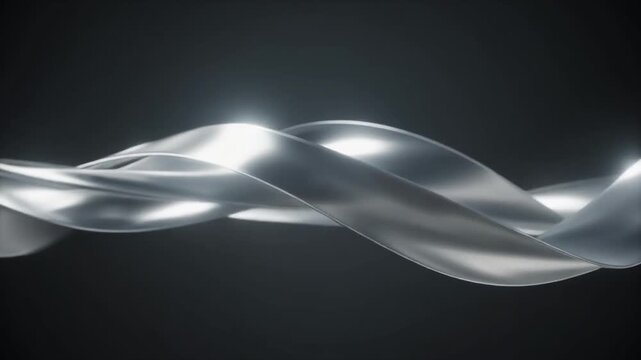 Abstract loop silver ribbon wave flowing motion ambient glow slow futuristic cinematic surreal ethereal ambience cascading softly glowing abstract unique style