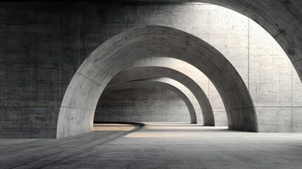 Abstract Architecture with Curved Concrete Arches and Smooth Surfaces