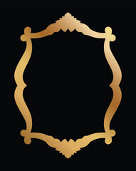 Gold vintage frame. Elegant rectangular gradient golden border on black background. Retro Textbox. Vintage ornament frame. Vintage style. retro label. Wedding ornaments