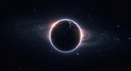 Fototapeta premium Glowing night planet sphere in outer space for vertical sci fi wallpaper